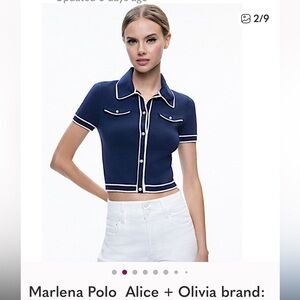 Marlena Polo  Alice + Olivia brand: Alice + Olivia blue and white super cute XS